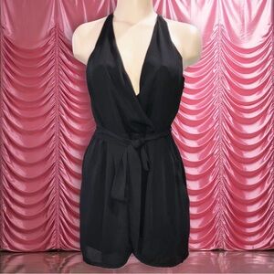 Express Black Chiffon Halter Open Back Shorts Romper Going Out Size 6